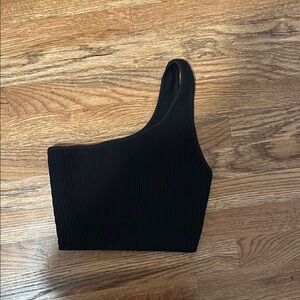 Black One-Shoulder Crop Top